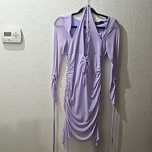 Brand new Lilac long sleeved sexy sheer stretch dress